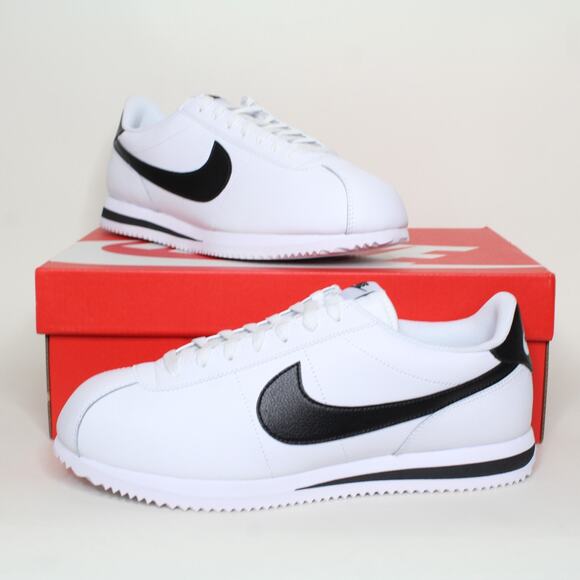 Nike Cortez White Black Men's Sneakers DM4044-105 Leather Shoes Size 10.5 - Picture 1 of 11